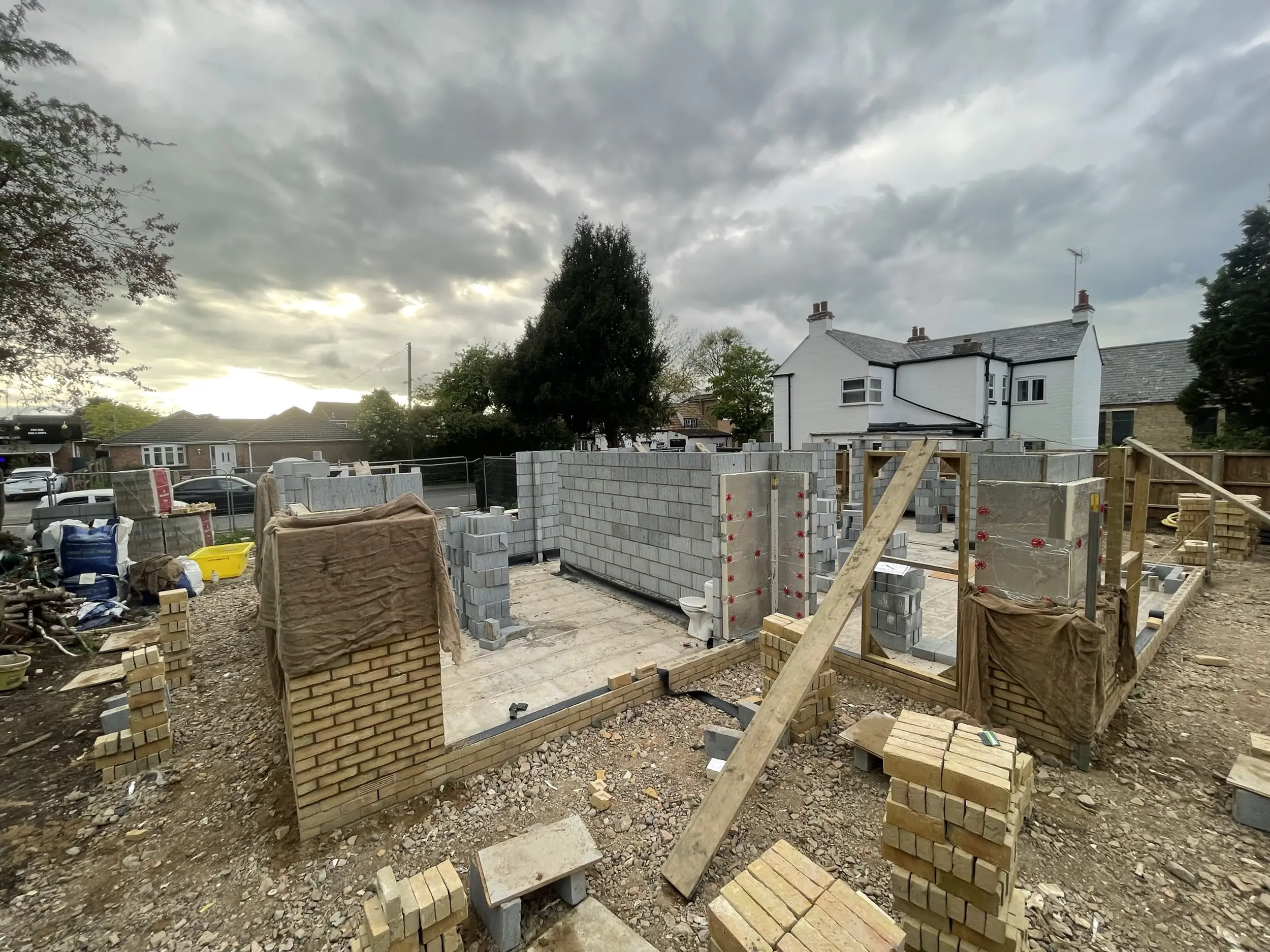 New build walls and site materials in progress